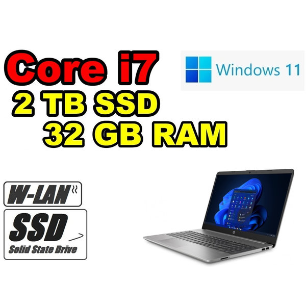 HP Notebook 250G9 silber Intel Deca Core i7 2TB SSD 32GB RAM HDMI Windows11 Pro Tastaturbeleuchtung