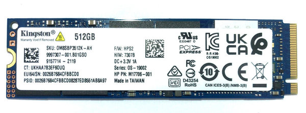 512GB SSD M.2 2280 NVMe Kingston Solid State Disk für Notebook, Laptop, Computer