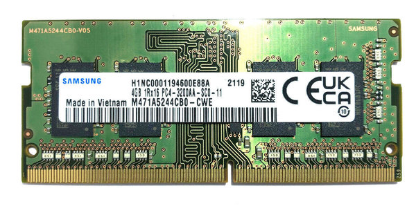 4GB DDR4 3200 Arbeitsspeicher Samsung SO-DIMM PC4-25600 für Notebooks, Laptops