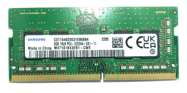 8GB DDR4 RAM Samsung Arbeitsspeicher PC4-25600 SO-DIMM 3200 MHz für Notebook, Laptop