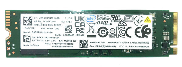 512GB SSD Intel 2280 M.2 intern 670p PCIe HP NVMe 500GB für Notebook, Laptop, PC