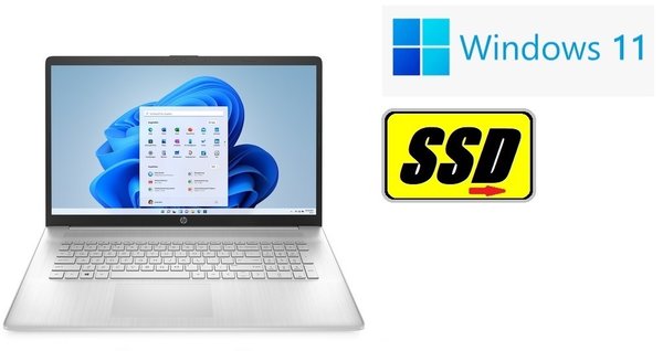 HP Laptop Intel Core i3 silber ~ 2TB SSD 32GB RAM 17,3" ~ HDMI Webcam Windows11