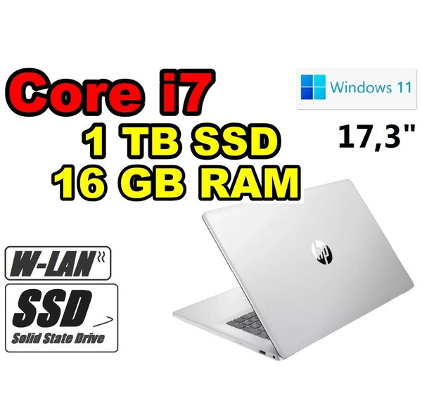 HP Notebook Deca-Core i7 silber ~ 1TB SSD 16GB RAM ~ 17,3" HDMI Windows11