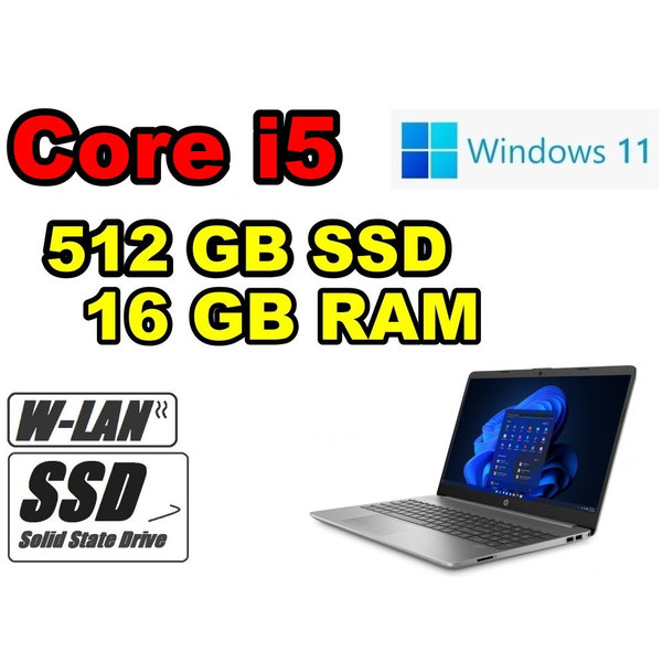 HP Notebook 250G9 silber Intel Deca Core i5 SSD 16GB RAM HDMI WLAN Windows11 Pro Tastaturbeleuchtung