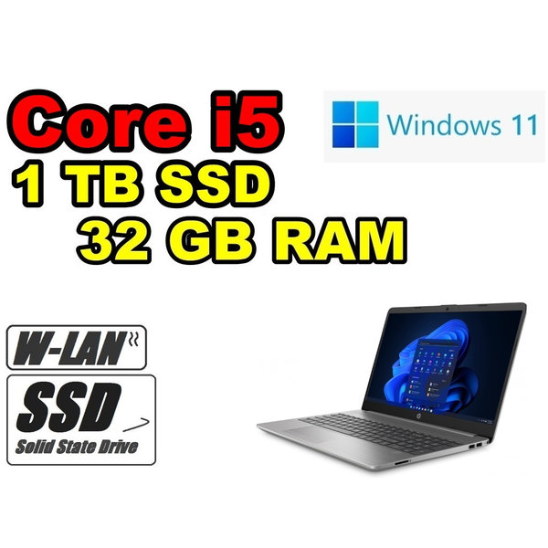 HP Notebook 250G9 silber Intel Deca Core i5 1TB SSD 32GB RAM HDMI Windows11 Pro Tastaturbeleuchtung